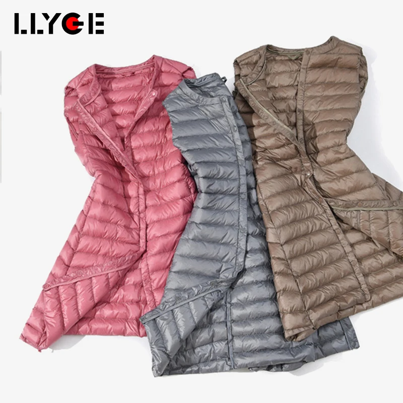 Women Ultra Light Down Vest 2018 Autumn Winter Slim Long Waistcoat Jacket Female Sleeveless Warm Down Coat Vests Dropshipping