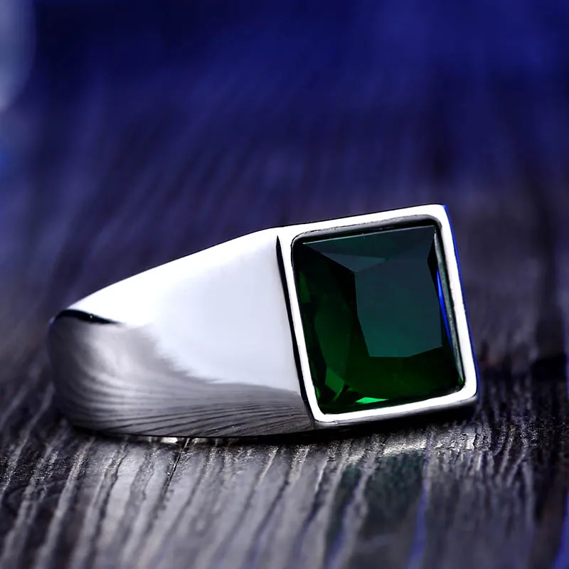 BEIER new store Square Fashion Design Blue and Green Stone Luxury Men's and Women's Rings High quality gift LLBR8-587R