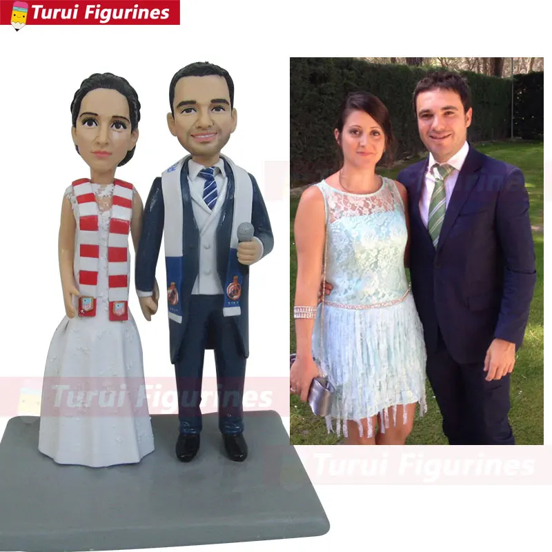 photo to figurines handcrafted mini statuette custom two people bobblehead figurines from moldeling soft clay waterproof dolls