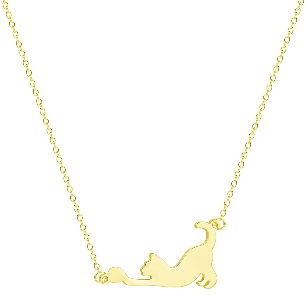 

Yoga Cat Stainless Steel Pendant Necklaces For Women 2019 Trendy Animal Charm Necklaces Friend Choker Jewelry Gifts Dropshipping