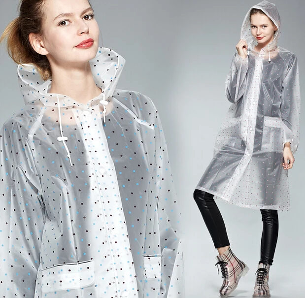 

Transparent Fashion EVA Long Raincoat Rain Poncho Women Eco-friendly Capa De Chuva Travel Chubasqueros Mujer impermeables