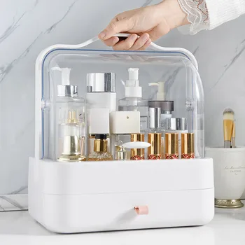 

Transparent portable cosmetic case dressing table skin care products finishing rack Desktop Dresser Rack Storage Boxes 6.18