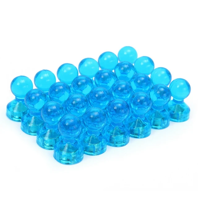 kicute 24pcs blue small magnetic crystal push pins for fridge
