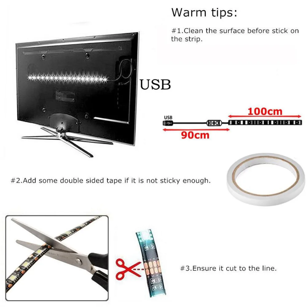 Светодиодная лента 5050 RGB с питанием от USB 1 м|Светодиодные ленты| |