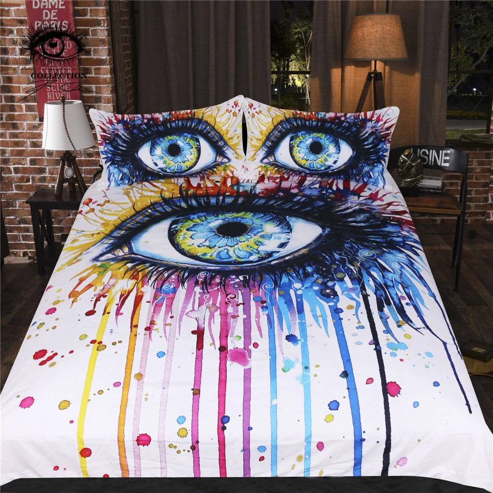 

Rainbow Fire by Pixie Cold Art Color Eye Tears Quilt Cover Ink Painting Home Textile Products Adapts to US and Australian size
