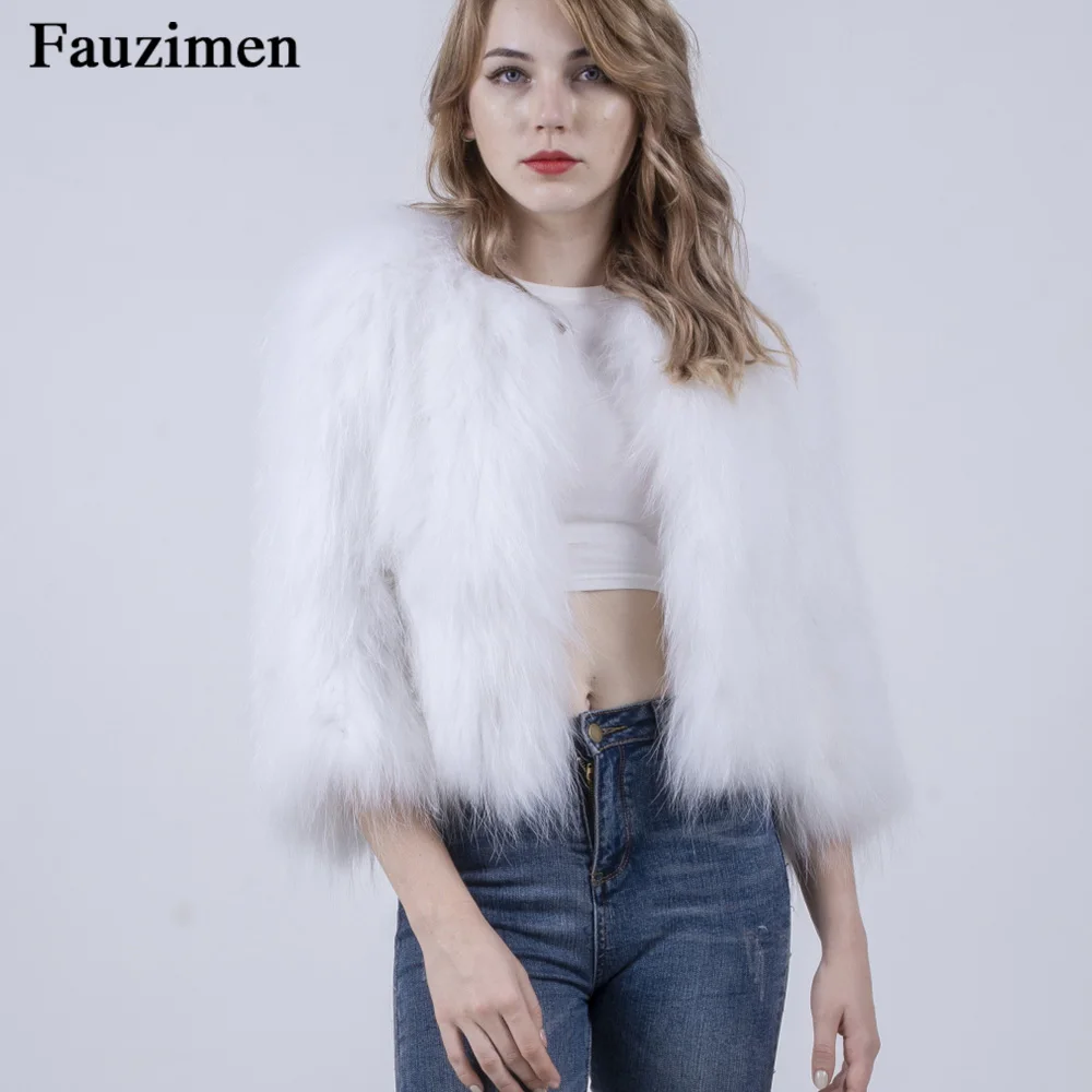 Fauzimen 8 цветов короткий вязаный мех зимнее пальто куртка пушистый теплый с длинным