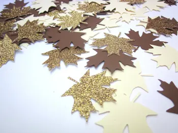 

Fall leaf Thanksgiving Confetti Birthday Decorations, Leaves Table decor scrapbooking Confettis cards CF001