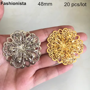 

20 pcs Metal Filigree Flowers 48mm Multi-layer Metal Flowers For Hairpin DIY,Gold-color,Steel color,Metal 3D Flowers For Jewelry