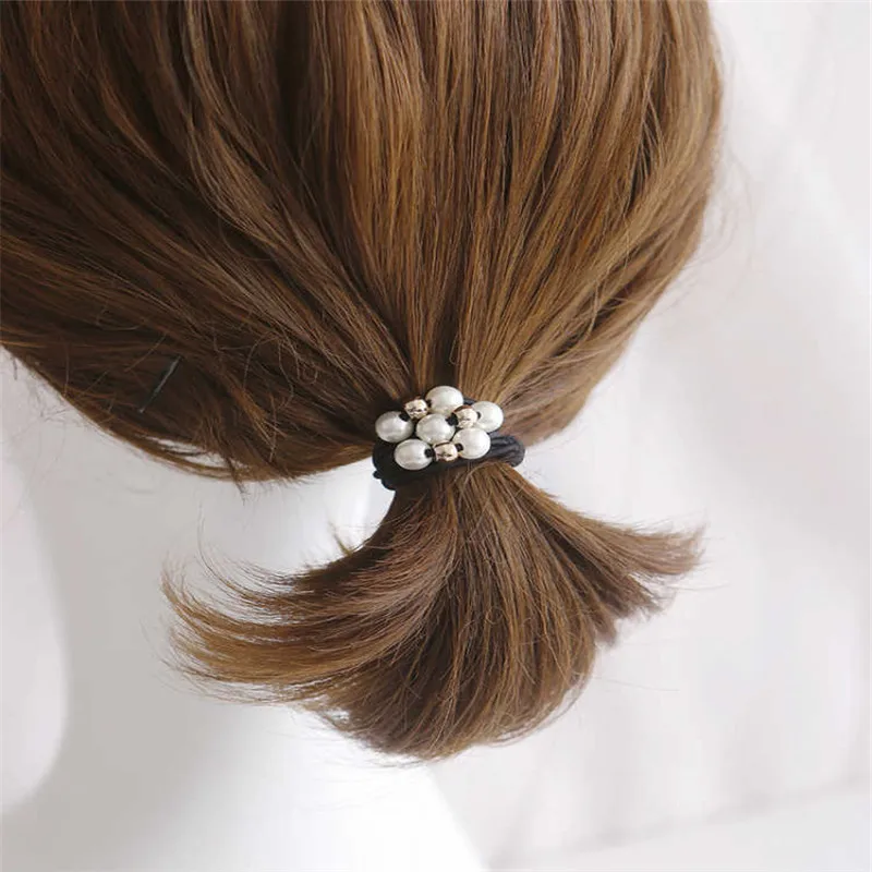4PCS Hair Accessories Pearl Elastic Rubber Bands Ring Headwear Girl Elastic Hair Band Ponytail Holder Scrunchy Rope Hair Jewelry