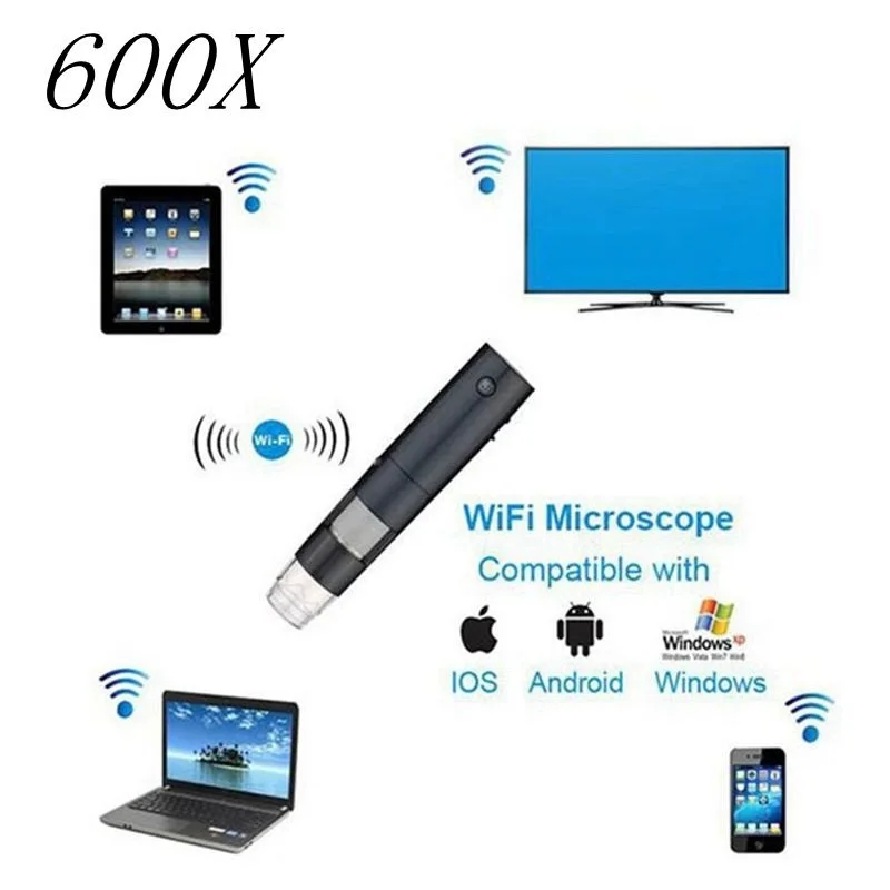 

2MP 600X LED Portable WIFI Wireless Digital Microscope with Clear Image for Hair Skin Care Analysis Medical Cosmetology