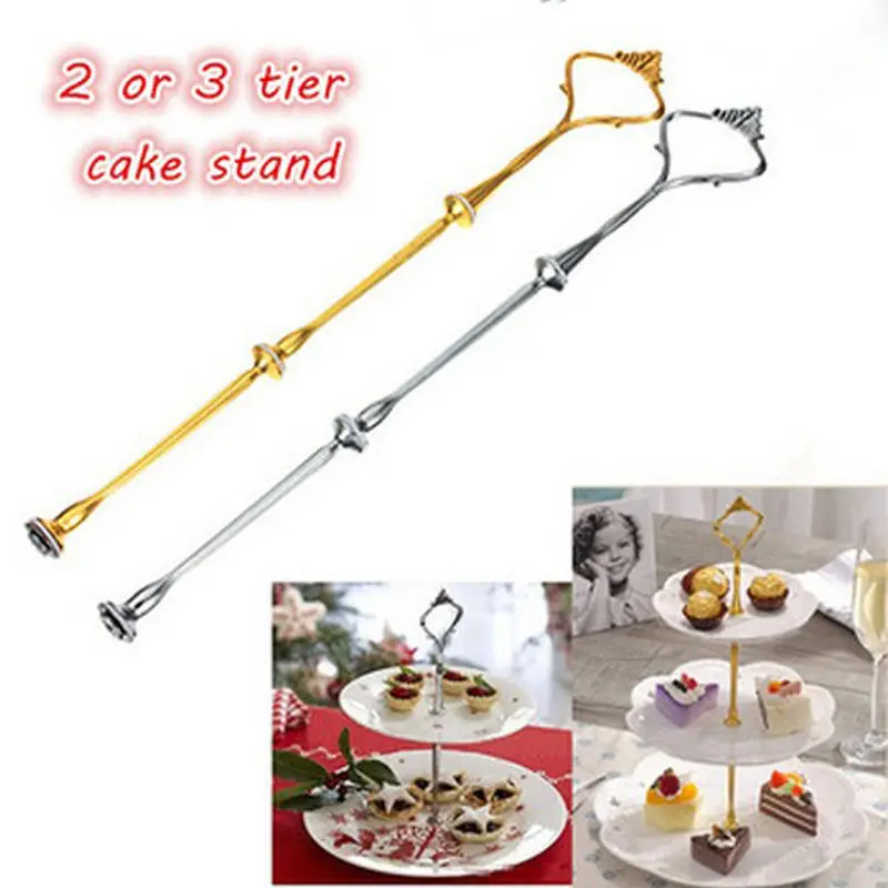 

1 Sets 2 or 3 Tier Cake Plate Stand(Plate Not Include) Handle Crown Fitting Metal Wedding Party Silver/Golden Free Shipping