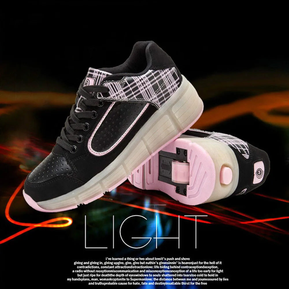

Wheels Shoes for Kids Led Luminous Shoes For Boys Girls Light Up with wheel Casual Kids Children Glowing children sneakers pink