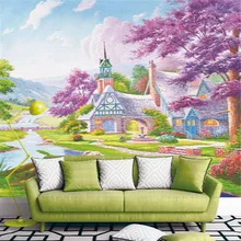 Пользовательские DIY ткань и текстильные обои для стен бархат хлопок и лен для гостиной обои картина маслом кантри печати