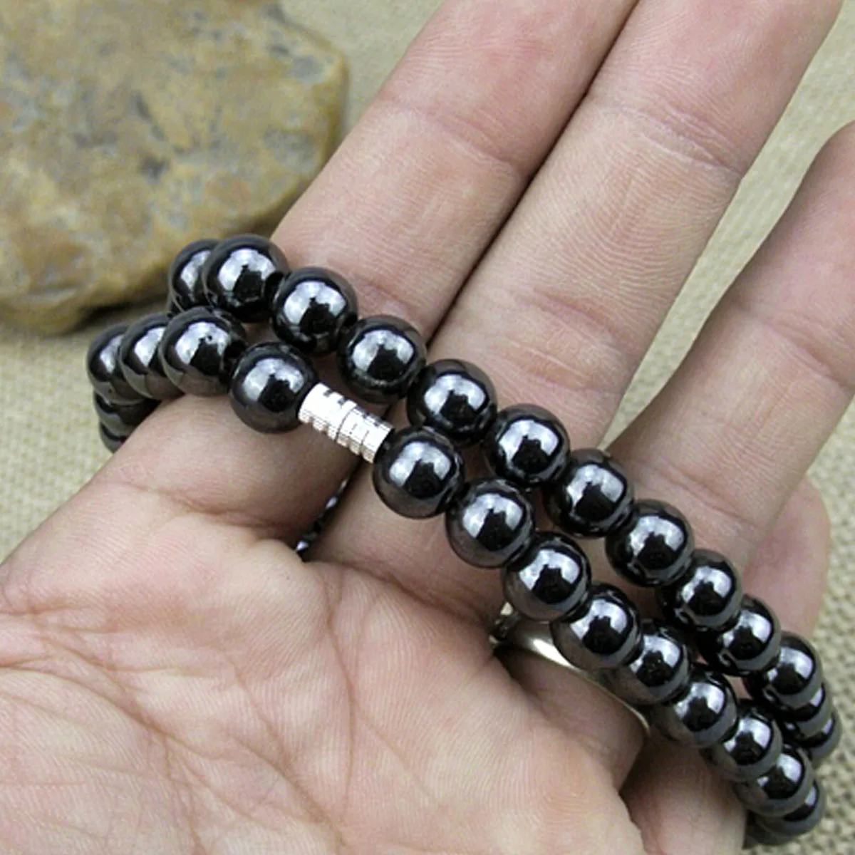 6/8mm Magnetic hematite beads necklaces vintage round black bead health care necklace choker for women men jewelry gift