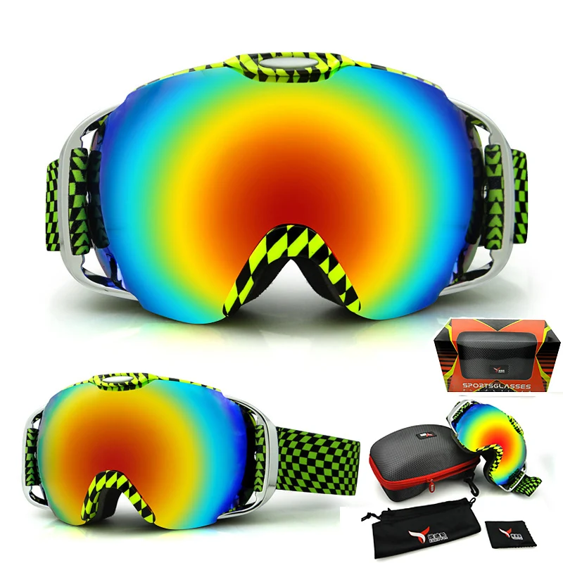 Bhwyfc Russia Snowboard Goggles Men Ski Goggles Double Glass Lens Uv 400 Antifog Ski Goggles