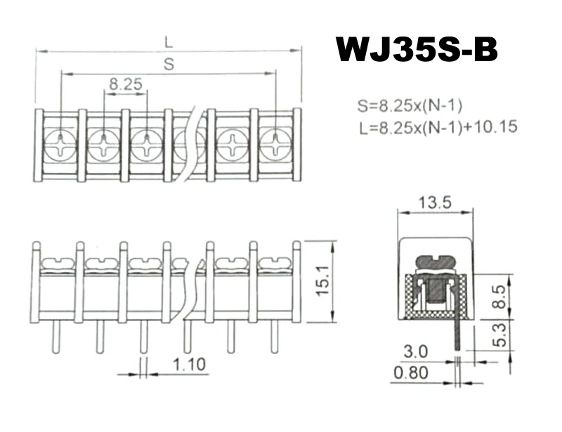 WJ35S-B pitch 8.25mm size