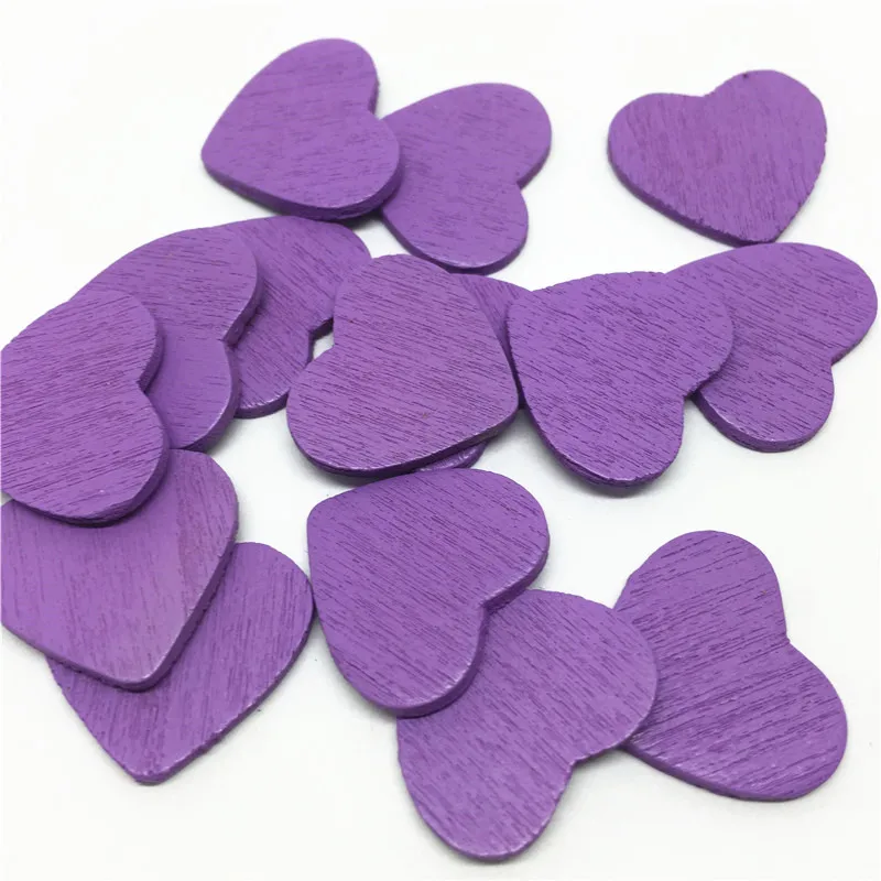 100 шт 18 мм 16 цветов деревянные сердца формы Ломтики Для винтажные свадебные столы украшения scaters конфетти - Цвет: Lilac