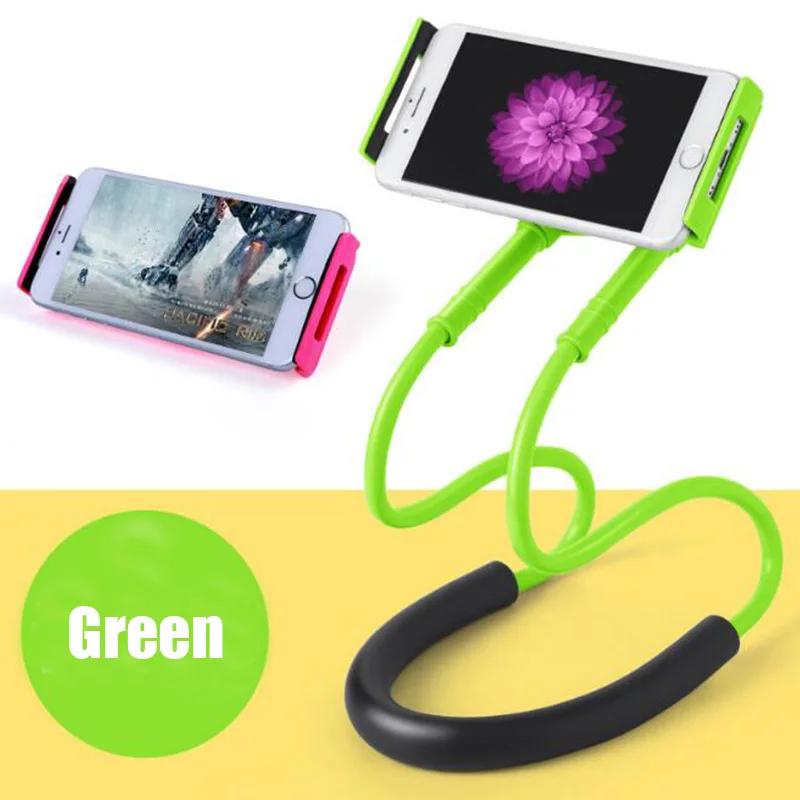 Гибкий держатель для мобильного телефона, висящий на шее, ленивое ожерелье, кронштейн, держатель для смартфона, подставка для iPhone, Android - Цвет: Green