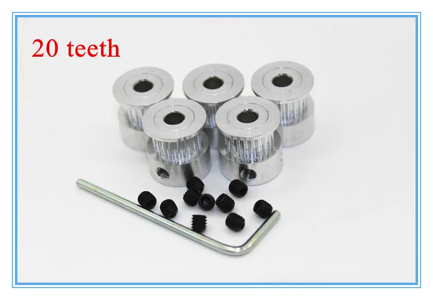 5pcs/Lot GT2 Timing Pulley 20teeth Alumium Bore 5mm fit for GT2 belt