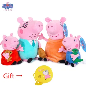 

Original 4Pcs 30/19cm Peppa George Pig Set Stuffed Plush Toys Family Kawaii Doll Birthday Present Chilren Girl Toy