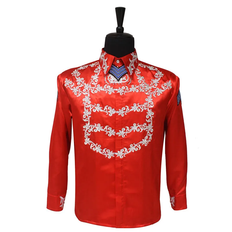 Rare Fashion MJ Michael Jackson US England THIS IS IT Handmade 100% Crystal On Silver Printing Shirt Jacket In 3 Color 4