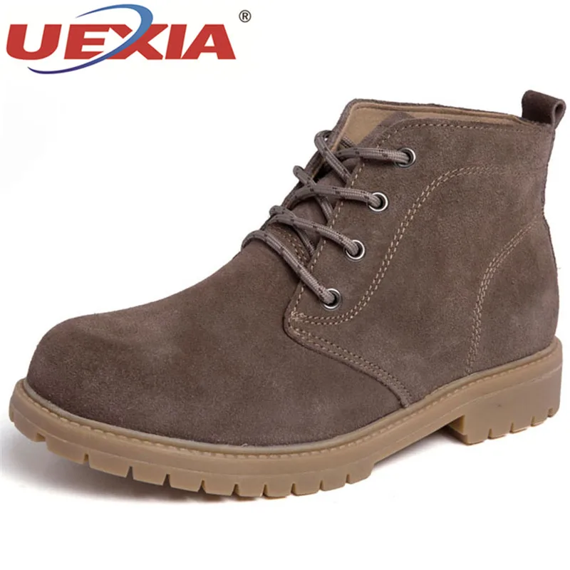

UEXIA Couple Unisex Fashion Men Ankle Boots Autumn Men Motorcycle Boots male Oxfords Shoes Leather men's Casual warm Winter Fur