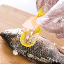 Yellow Plastic Fish Scale Scraper Cleaner Remover Peeler Zester Kitchenware Practical Kitchen Gadget Cooking Tools 17×3.8cm 1 PC