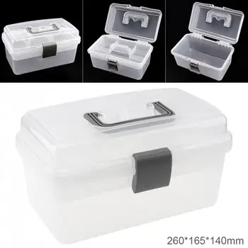 

10 Inch Practical Transparent White PP Plastic Multifunctional Double-layer Storage Tool Box with 260mm Length and 165mm Width