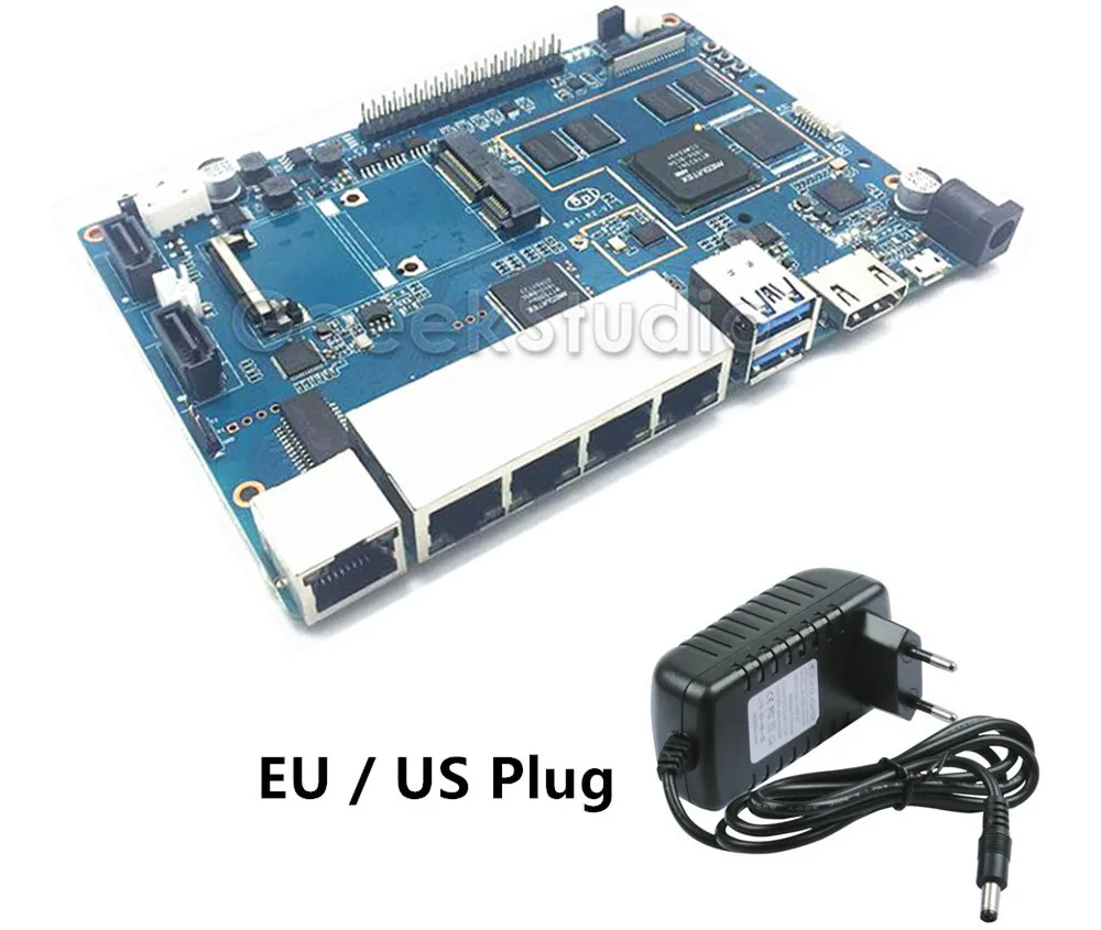 Banana Pi R2 BPI-R2 v1.2 четырехъядерный 2 гб озу с SATA WiFi Bluetooth 8 гб eMMC demo одноплатный