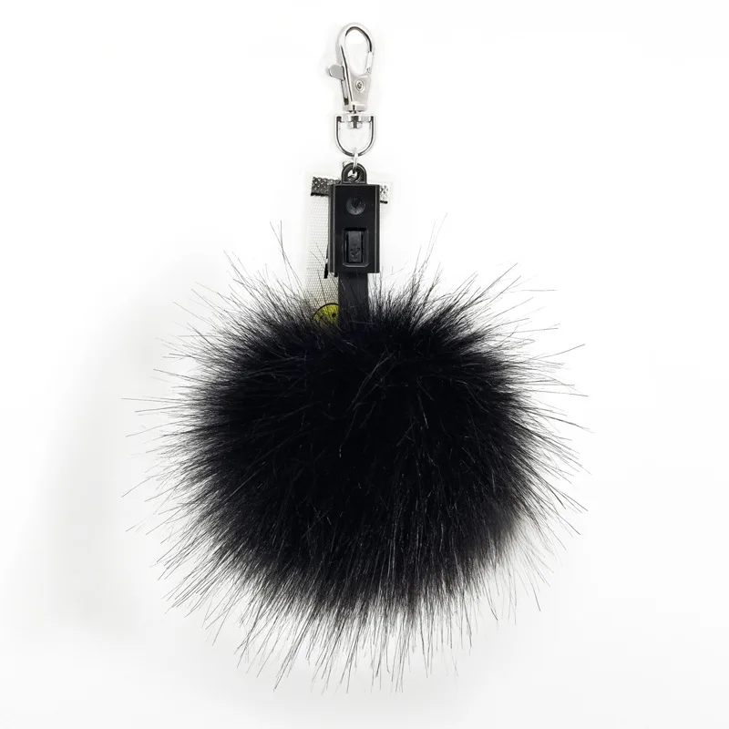 

Portable Key Chain Pompom Key Ring Iphone Android Micro Usb Charger Cable Cord Girls Metal Accessories For Handbags Key Holder