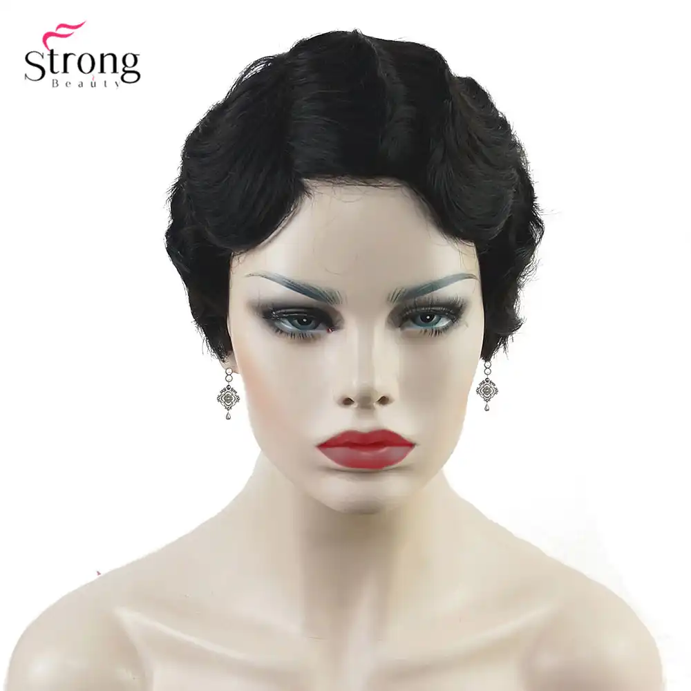 Wine Red Black African Short Finger Waves Hairstyles Human Hair