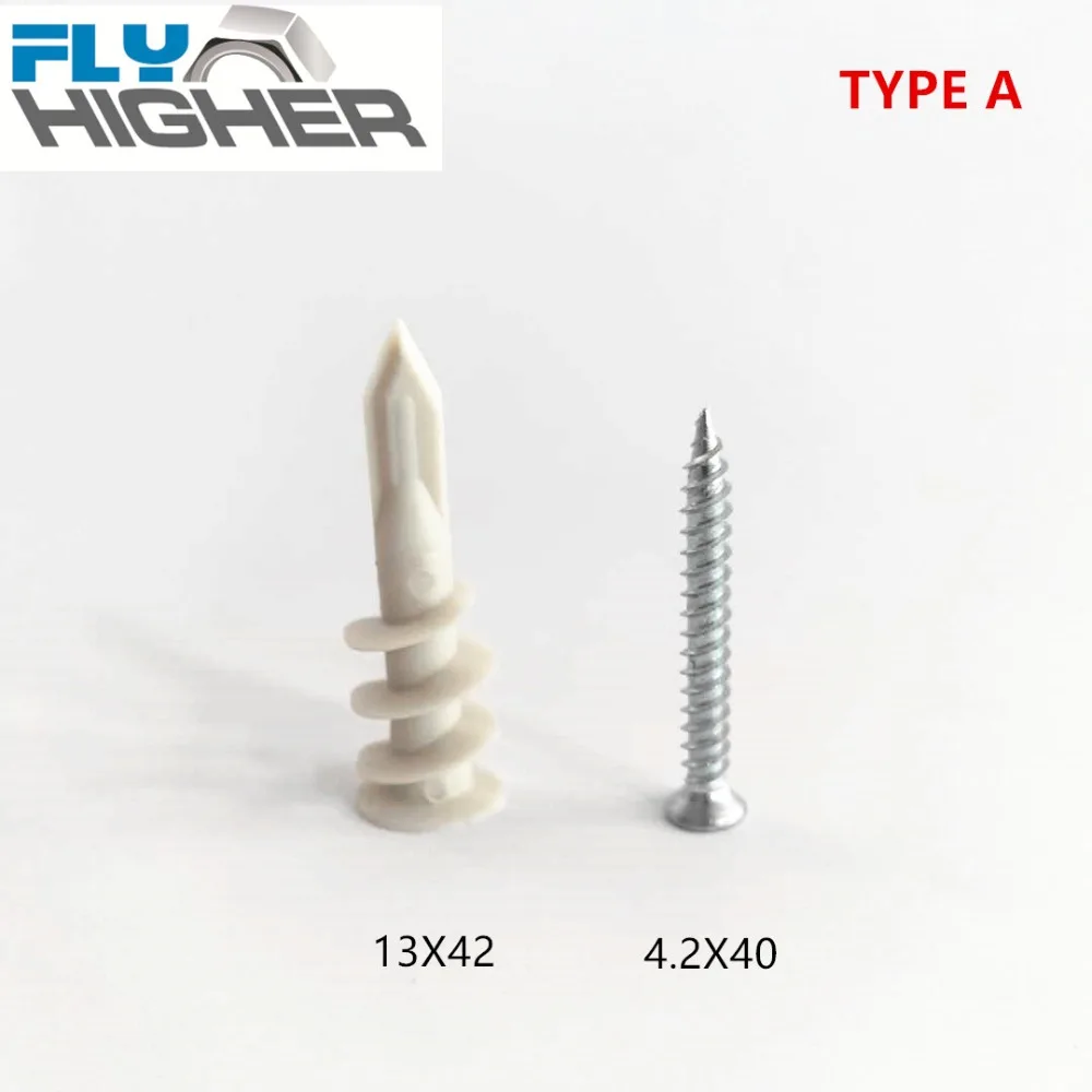 

13x42 nylon Easy Anchor /Self-Drilling Drywall Anchor / Wall Driller with screw 50sets/box