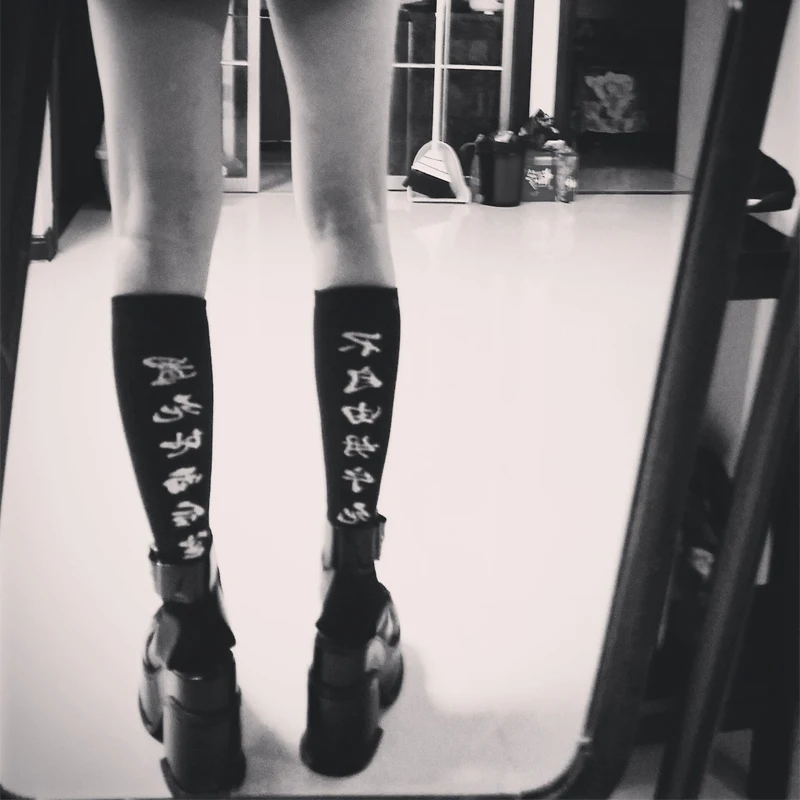 

Harajuku Chinese Letter Cotton Women Punk Casual Stockings