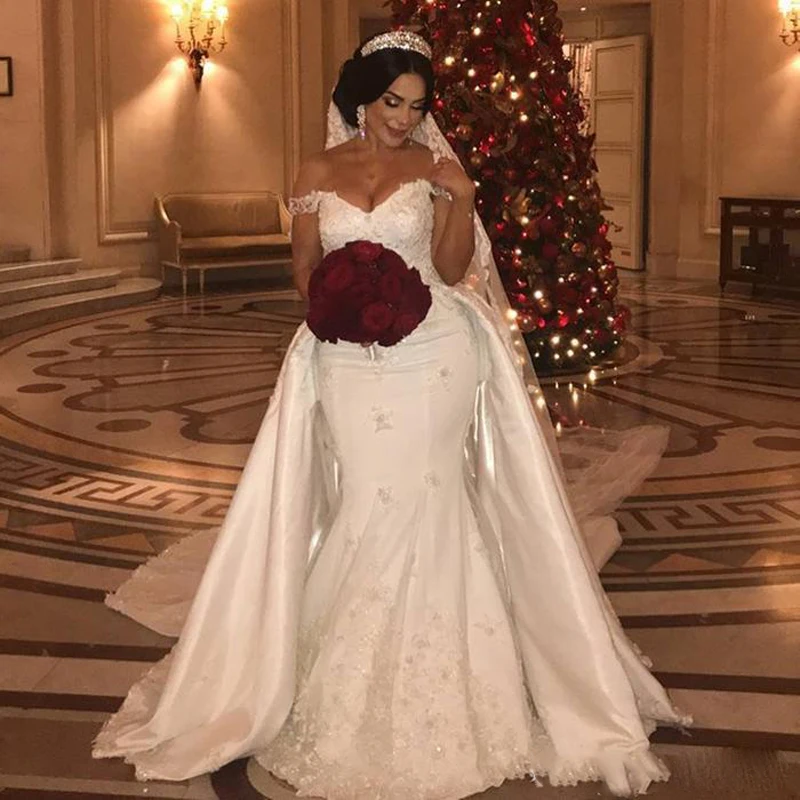 elegant-beaded-lace-wedding-dresses-with-detachable-train-off-shoulder-mermaid-bridal-gowns-applique-ivory-satin-wedding-dress