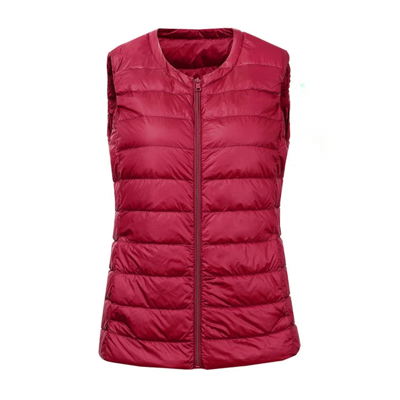  Women Winter Duck Down Vest Sleeveless Jacket Ultralight White Portable Vest Female Slim Vest Windp