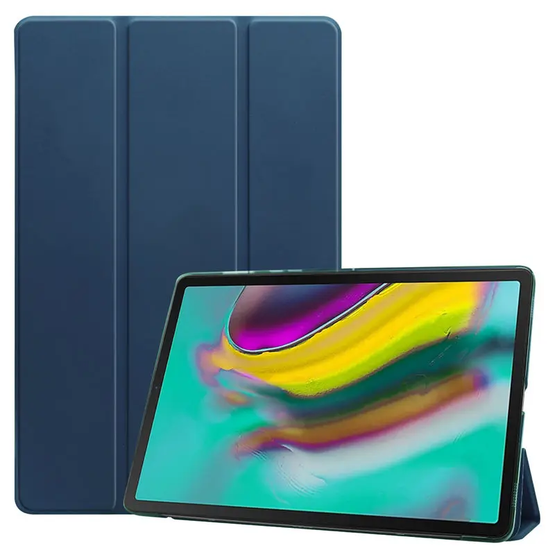 Ультратонкий чехол для samsung galaxy tab S5e 10,5 SM-T720 SM-T725 T720 Smart Cover Funda из искусственной кожи с подставкой+ пленка+ стилус - Цвет: Dark blue