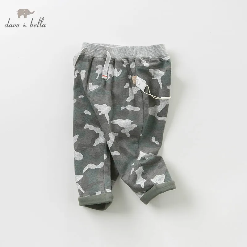 

DB9918 dave bella spring baby boys clothing children full length camouflage print pants kids pants infant toddler trousers