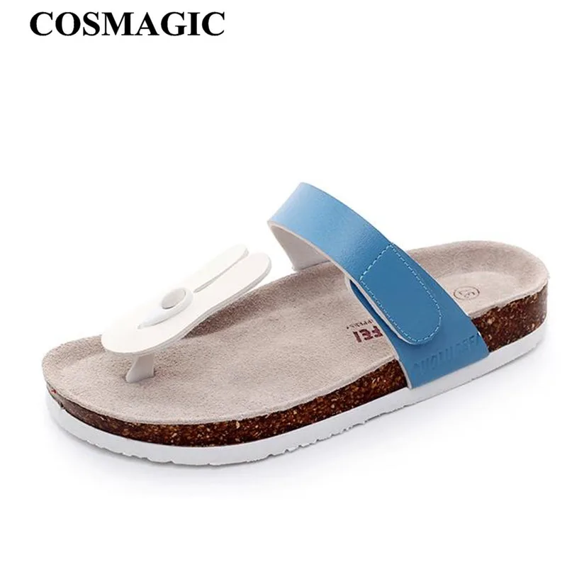 

COSMAGIC 2019 New Summer Cartoon Pattern Beach Cork Flip Flops Slippers Casual Women Clogs Slides Shoe Flat With