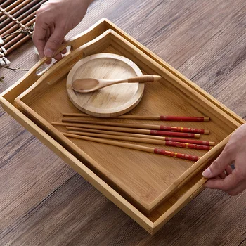 

Home furniture Japanese style bamboo tea tray household large tea set tray rectangular saucer bamboo