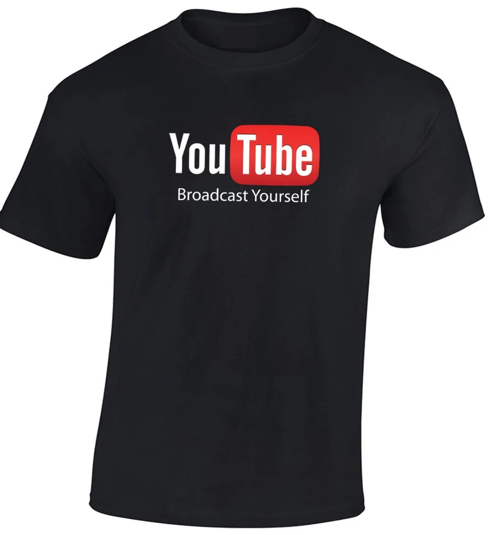 New Design Youtube T Shirt Broadcast Yourself Printed Cotton Fashion Top Tee Summer Short Sleeve