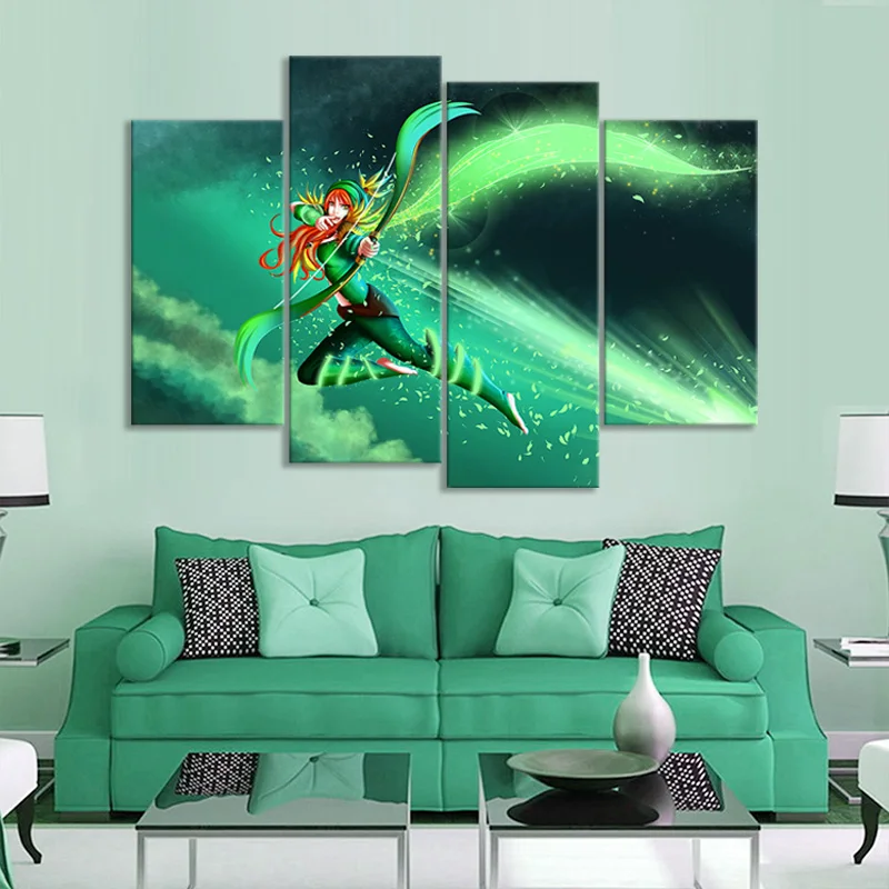 Modular Picture Canvas 4 Panel Dota 2 Game Role Painting Wall Art Posters Print Modern For Living R