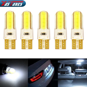 

5pc T10 W5W Silicone Case COB LED Car Parking Light 501 WY5W Silica Gel LED Wedge Interior Dome Lamp Auto Turn Side Bulbs 12V