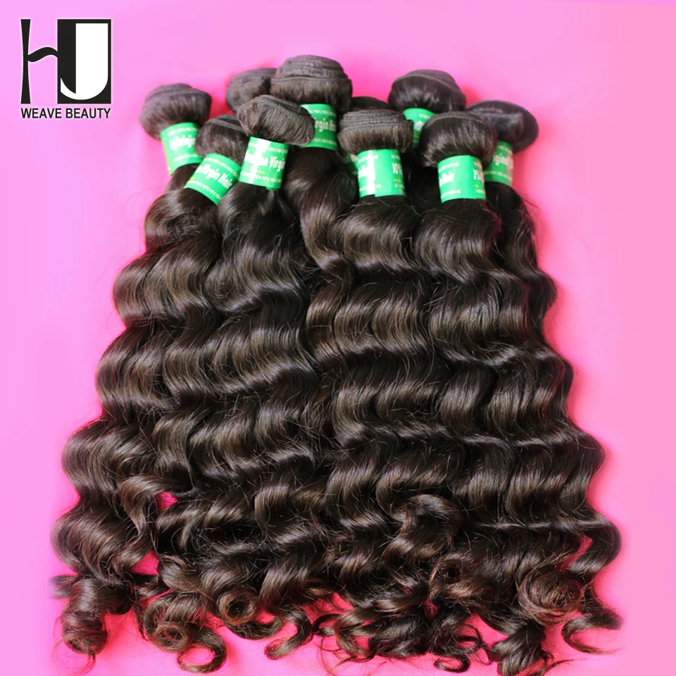 Unprocessed Brazilian Virgin Hair Human Hair extensions HJ Weave Beauty Brazilian Hair Weave Bundles Natural Wave 3pcs/lot