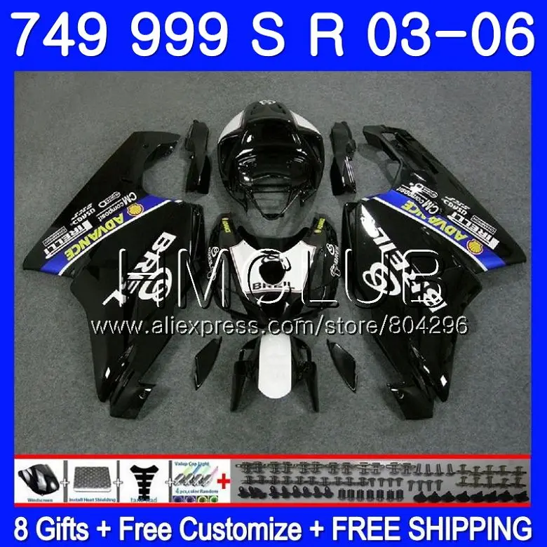 

Body For DUCATI 749-999 749 999 03 04 749S 999S 05 06 133HM13 Stock black 749 999 S R 749R 2003 2004 999R 2005 2006 Fairing kit