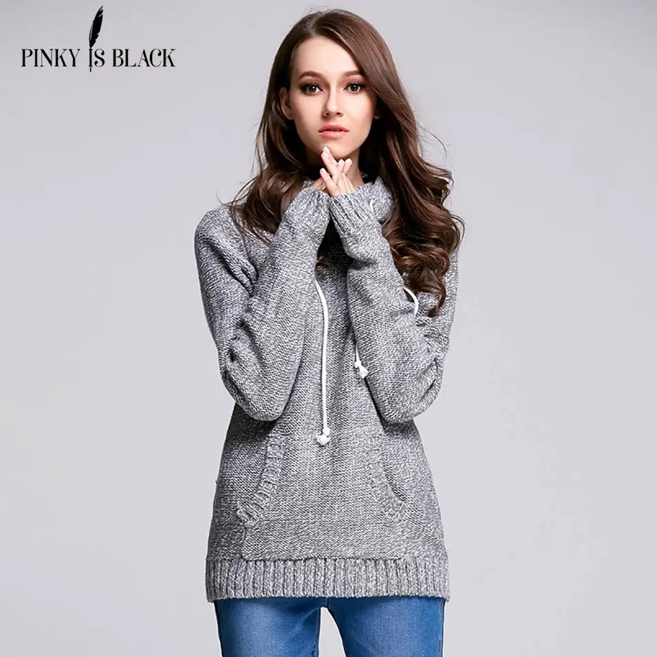 PinkyIsBlack Hoodie Casual Women Hoodies Sweatshirts Grey Long Sleeve