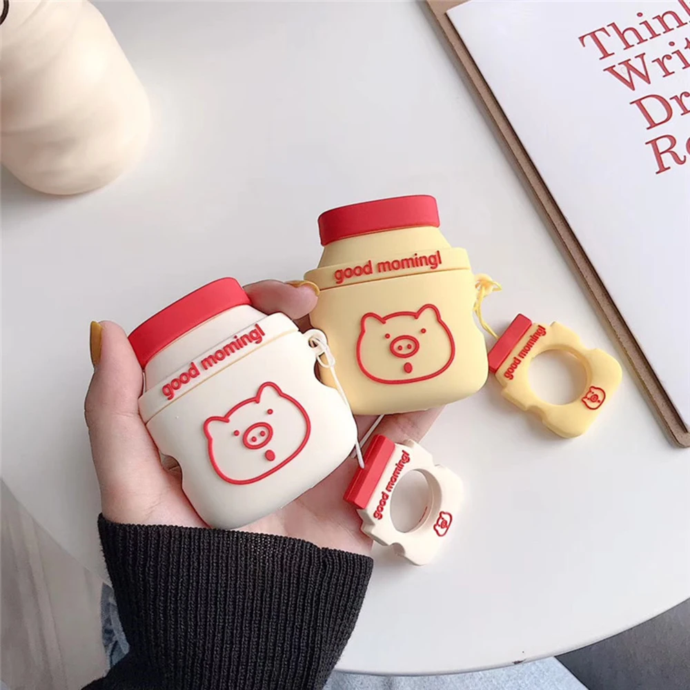 Силиконовый чехол для Airpods в форме бутылки молока с милым мультяшным 3D рисунком