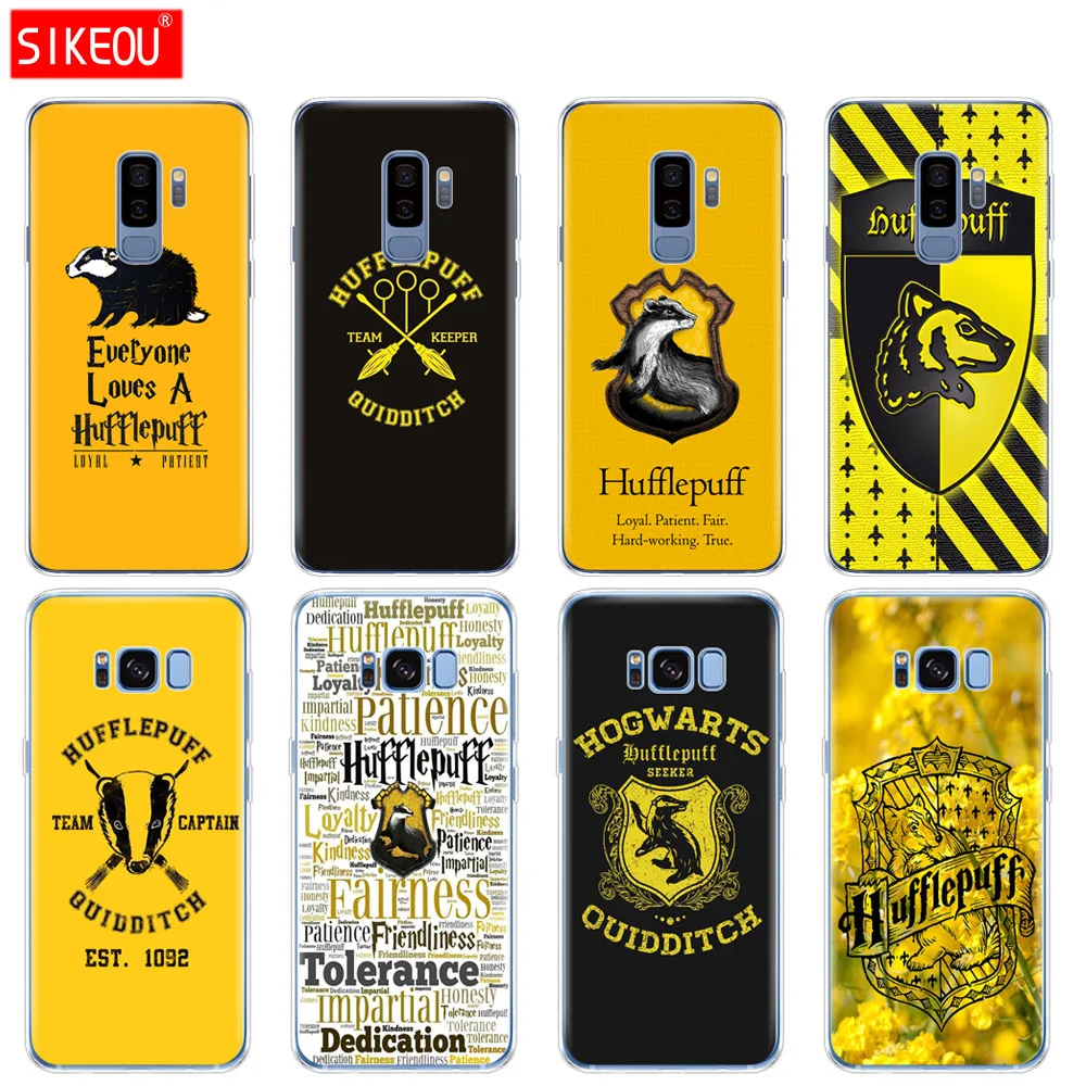 

silicone case for Samsung Galaxy S9 S8 S7 S6 edge S5 S4 S3 PLUS phone cover Hogwarts hufflepuff