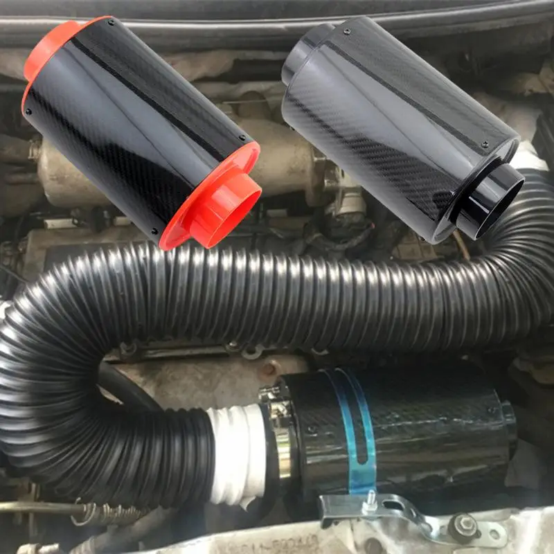 

1pc Air Intake Carbon Fiber Heat Shield with Internal Filter Element Exhaust Muffler Pipe Cover Protector Cover Guard Case New