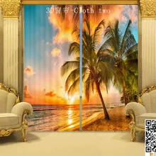 Sunset beach, кокосовые пальмы пейзаж 3 d печати затенение занавес ткани