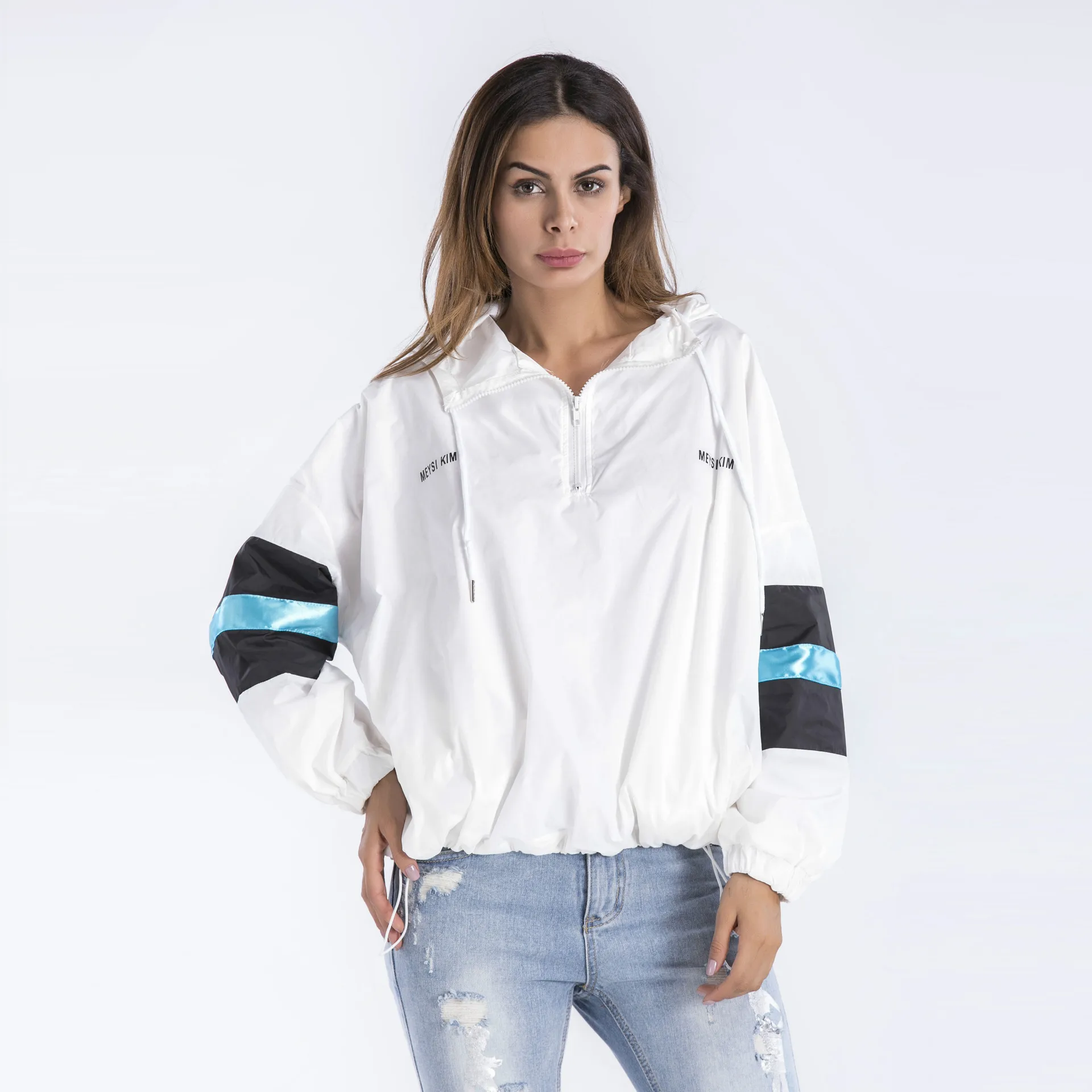 2018 Women's Bohemia jacket hooded letter hooded windbreaker Female Top Casual autumn and winter Sweatershirts Pullover sweater